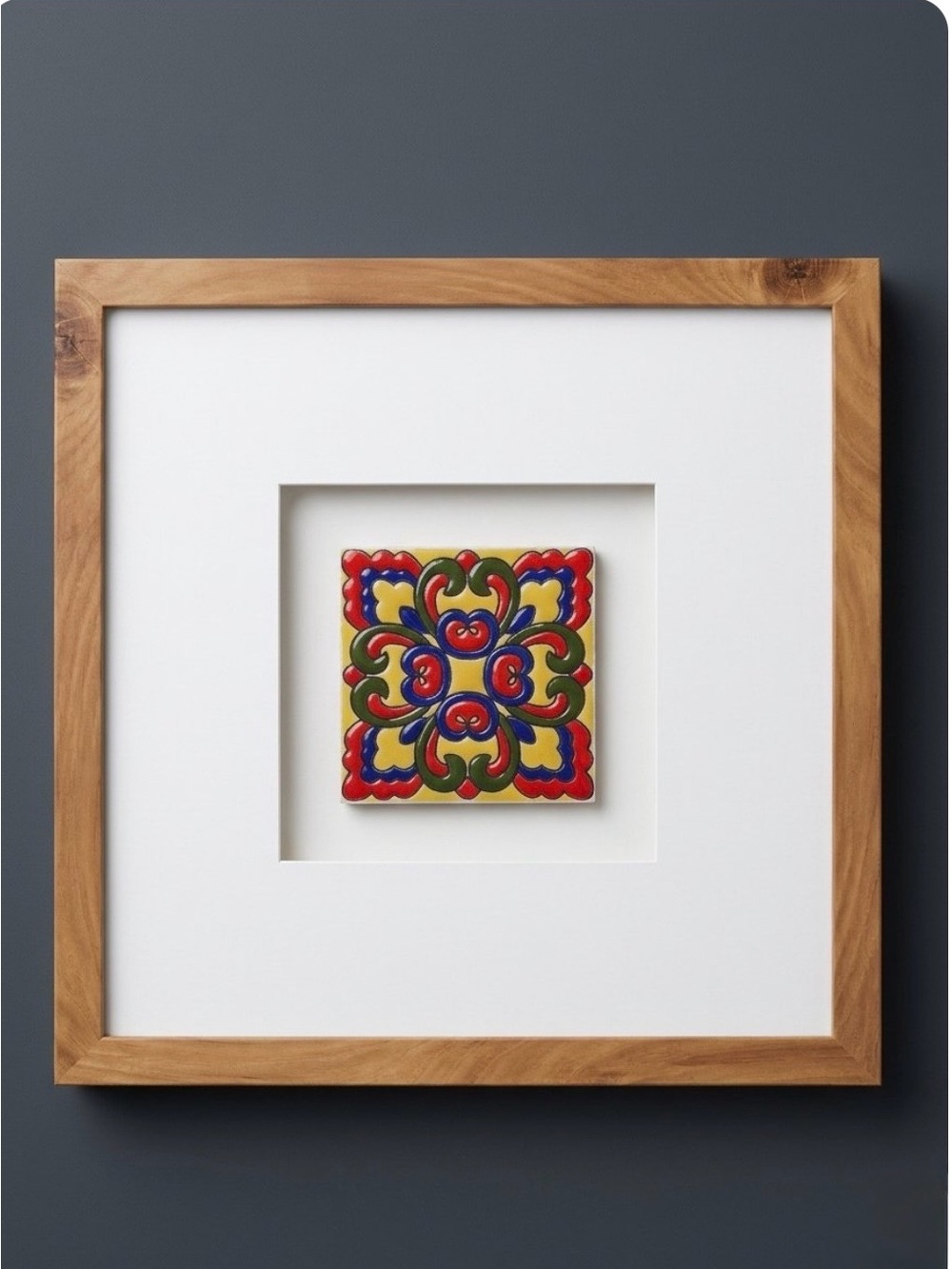 Framed Mexican
Talavera Tile Wall Art
- Rustic Wood Frame